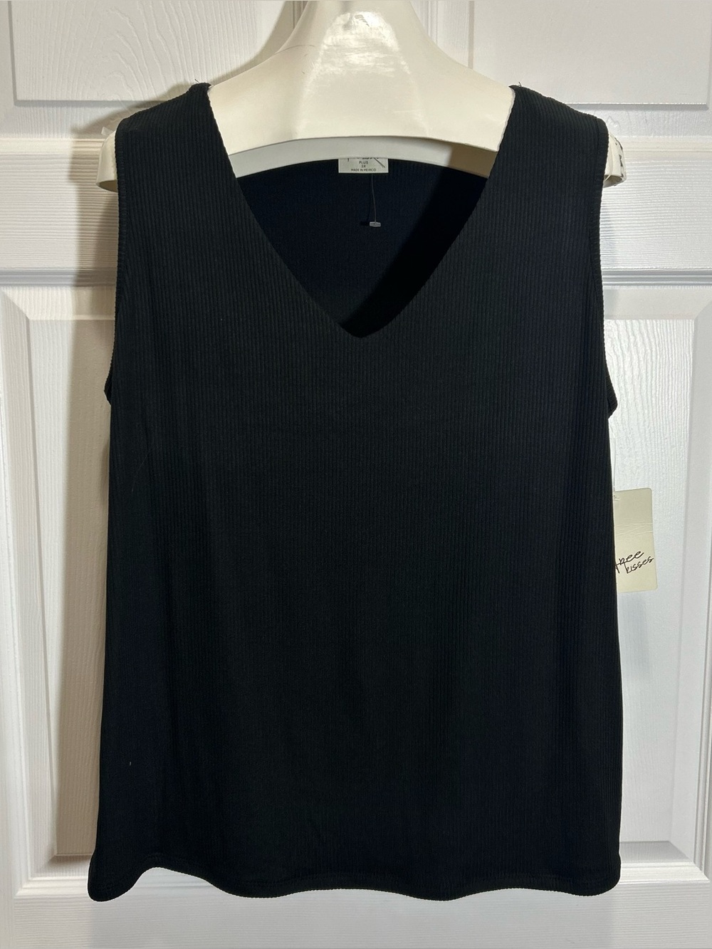 Free Kisses Black Ribbed V-Neck Sleeveless Tank